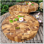 Cutting board BUTCHER BLOCK ROUND 40x6cm +/-4.8kg talenan kayu jati Jepara